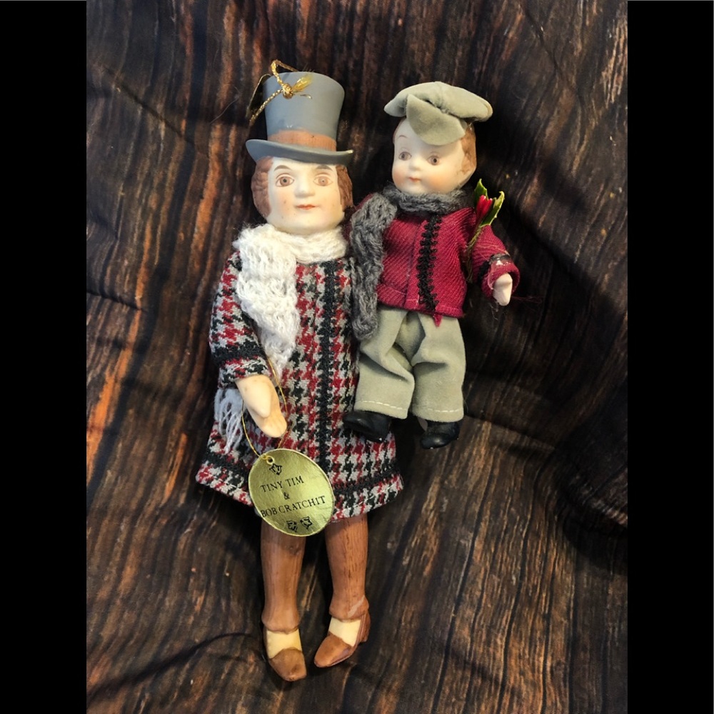 Tiny Tim and Bob Cratchit ceramic ornament